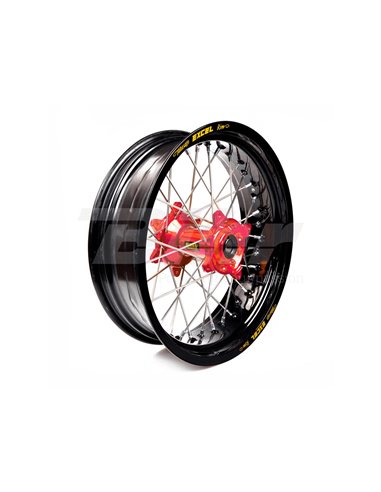 Complete wheel Haan Wheels black rim 17-4,50 red hub 1 16208/3/6