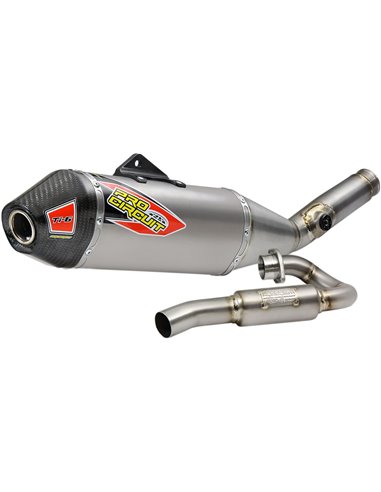 Complete exhaust line Pro Circuit T-6 stainless steel, Suzuki RM-Z450: Silencer and cover in stainless steel