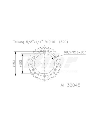 Corona ESJOT Aluminio negro 51-32045-52BP dientes