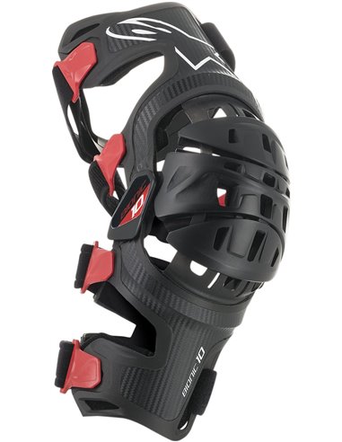 Joelheira ortopédica Bionic-10 Carbon left Preto / Vermelho Médio Alpinestars 6500419-13-M