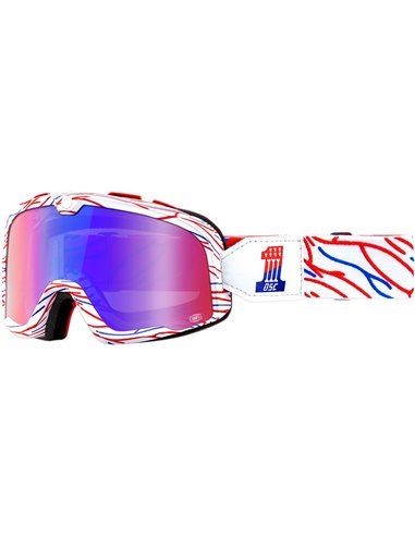 100 % Barstow Death Spray Customs Racing Goggle W/ EspejNaranjaNaranja Red/Blue Lens 50002-298-02