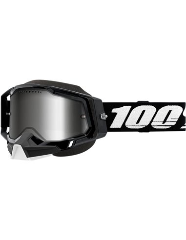 Gafas de motocross 100 % Racecraft 2 Snow Negro Espejo Plata 50122-652-01