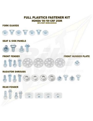 Kit de hardware de plástico Bolt HON 06-09 CRF250R