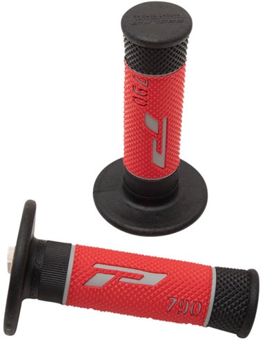 Poignées Offroad Triple Densité 790 Extrémité Fermée Gris / Rouge / Noir PRO GRIP PA079000TGRO