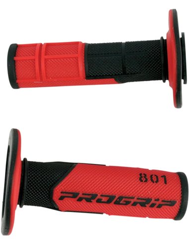 Punhos Offroad de Dupla Densidade 801 Closed End Preto / Vermelho PRO GRIP PA080100NERO