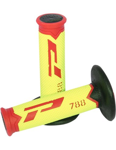 Poignées Offroad Triple Density 788 Closed End Rouge / Jaune Fluo / Noir PRO GRIP PA078800RGFN