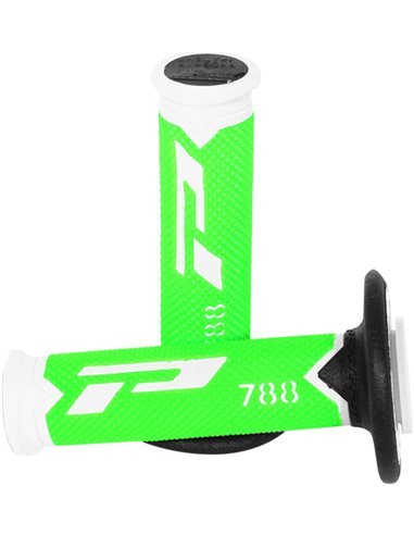 Poignées Offroad Triple Densité 788 Bout fermé Blanc / Noir / Vert Fluo PRO GRIP PA078800WVFN