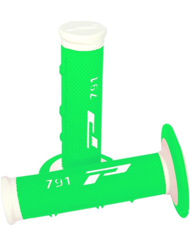 Poignées Offroad Double Density 791 Closed End White / Fluo Green PRO GRIP PA079100BIVF