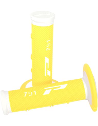 Poignées Offroad Double Density 791 Closed End Blanc / Jaune Fluo PRO GRIP PA079100BIGF