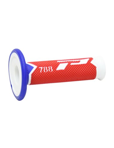 Poignées Offroad Triple Density 788 Bout fermé Blanc / Rouge / Bleu PRO GRIP PA078800WRB