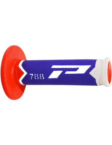 Poignées Offroad Triple Density 788 Bout fermé Blanc / Bleu / Rouge PRO GRIP PA078800WBR