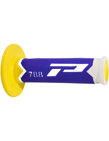 Punhos Offroad de densidade tripla 788 Closed End Branco / Azul / Amarelo PRO GRIP PA078800WBY