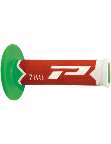 Poignées Offroad Triple Density 788 Bout fermé Blanc / Rouge / Vert PRO GRIP PA078800WRV