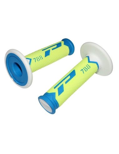 Punhos offroad de densidade tripla 788 Closed End Azul / Fluo Amarelo / Branco PRO GRIP PA078800AGFB