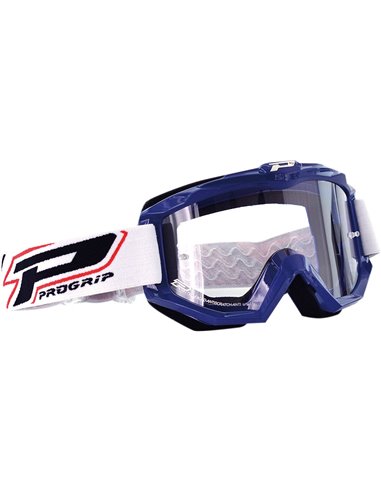 Gafas de motocross Offroad Race Line Blue 3201 Cristal transparente PRO GRIP PZ3201BL