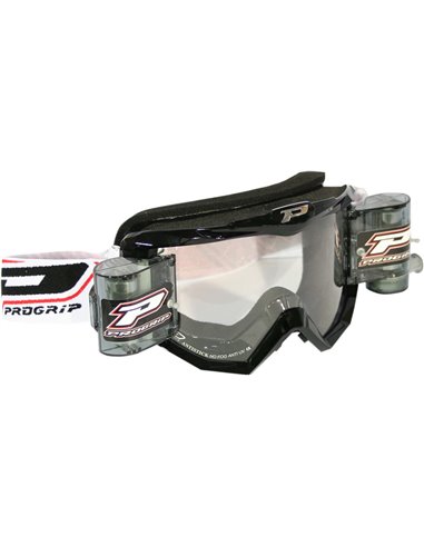 Masque Motocross Mx / Enduro Avec Roll Off Black 3208 Verre Transparent PRO GRIP 3201RONE