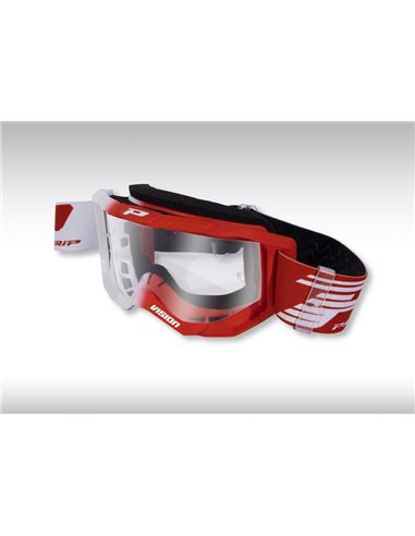 Gafas de motocross 3300 Wh/Red Transparente PRO GRIP PZ3300-127