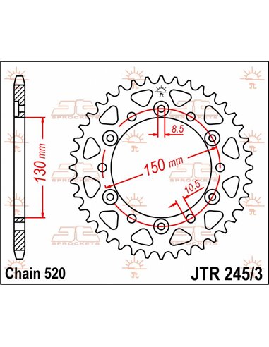 Corona JTR245 / 3.45 45 dents 520 PITCH NATURAL C49 HIGH CARBÓ STEEL