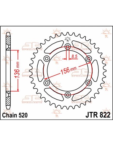 Corona JTR822.41 41 dents 520 PITCH NATURAL C49 HIGH CARBÓ STEEL