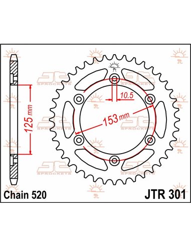 Corona JTR301.40 40 dents 520 PITCH NATURAL C49 HIGH CARBÓ STEEL