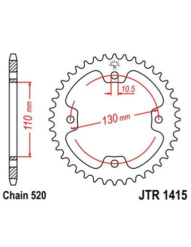 Corona JTR1415.36 36 dientes 520 PITCH NATURAL C49 HIGH CARBON STEEL