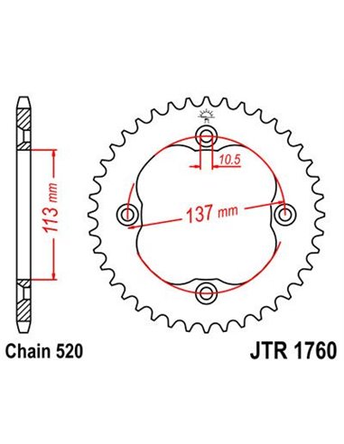 Corona JTR1760.35 35 dents 520 PITCH BLACK C49 HIGH CARBÓ STEEL