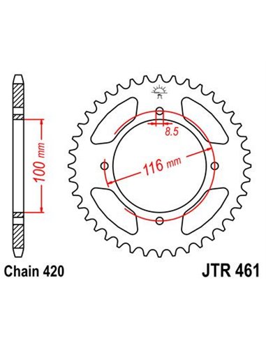 Corona JTR461.52 52 dents 420 PITCH NATURAL C49 HIGH CARBÓ STEEL