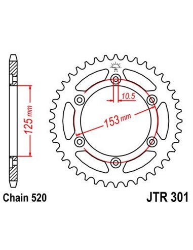 Corona JTR301.39 39 dents 520 PITCH BLACK C49 HIGH CARBÓ STEEL