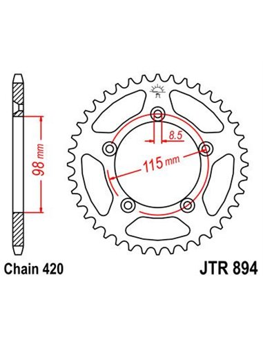 Corona JTR894.48ZBK 48 dents 420 PITCH BLACK C49 HIGH CARBÓ STEEL