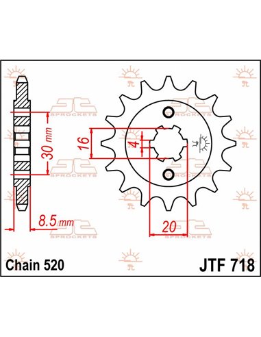 Front drive sprocket JTF718.12 12 teeth 520 PITCH NATURAL CHROMOLY STEEL ALLOY