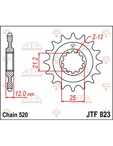 Front drive sprocket JTF823.15 15 teeth 520 PITCH NATURAL CHROMOLY STEEL ALLOY