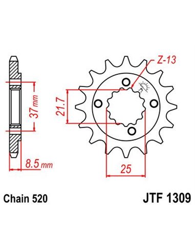 Front drive sprocket JTF1309.16 16 teeth 520 PITCH NATURAL SCM420 CHROMOLY STEEL ALLOY