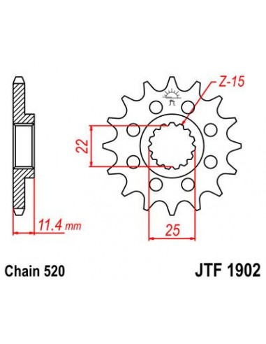 Front drive sprocket JTF1902.12 12 teeth 520 PITCH NATURAL SCM420 CHROMOLY STEEL ALLOY