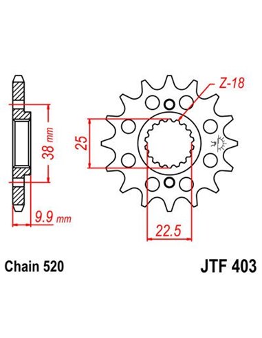 Front drive sprocket JTF403.13 13 teeth 520 PITCH NATURAL SCM420 CHROMOLY STEEL ALLOY