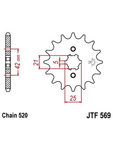 Pignon JTF569.18 18 dents 520 PAS NATUREL SCM420 ALLIAGE D'ACIER CHROMOLY