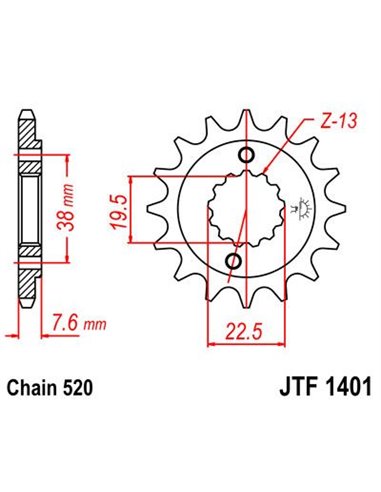 Front drive sprocket JTF1401.16 16 teeth 520 PITCH NATURAL SCM420 CHROMOLY STEEL ALLOY