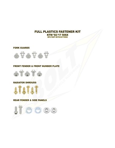 Kit Sujeción Plásticos KTM SX50(02-20) Bolt KTM-021750SX