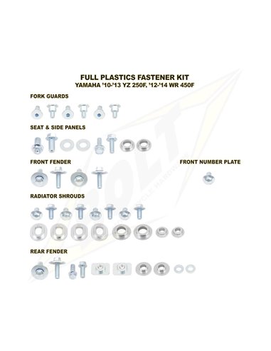 Bolt plastic hardware kit 10-13 YZ250F 12-13 WR450F