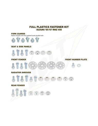 Bolt SUZ 05-07 RMZ450 plastic hardware kit