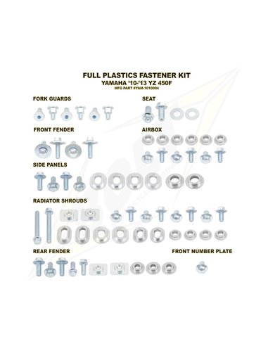 ZKit Sujeción Plásticos YZF450(10-13) todos los plásticos Bolt YAM-1010004