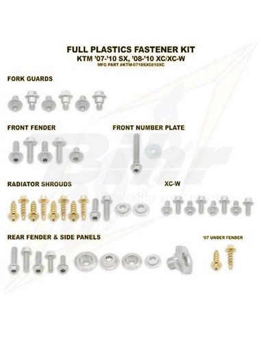 Kit tornillería de plástica Bolt KTM 07-10 SX, 08-10 XC/XC-W Bolt KTM-0710SX0810XC