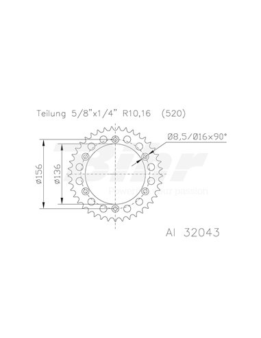 Coroa ESJOT alumínio prata 51-32043-50 dentes