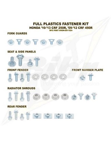 Bolt 10-13 CRF250R 09-12 CRF450R plastic hardware kit