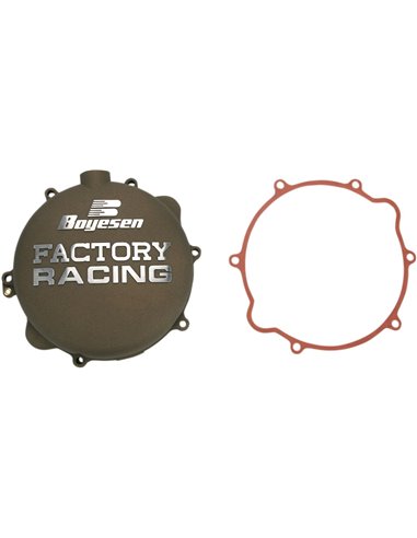 CLUTCH COVER FACTORY RACING ALUMINUM REPLACEMENT SILVER | BLACK BOYESEN CC-42M