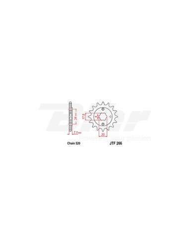 JT 266 steel front drive sprocket with 14 teeth