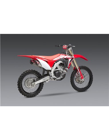 Linha completa Yoshimura Signature RS-9T escapamento duplo, aço inoxidável, tampa de carbono, Honda CRF250R