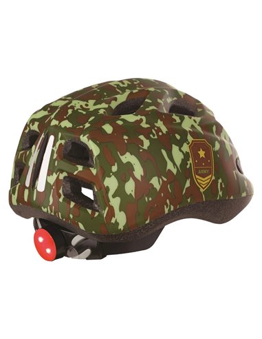 Casco junior POLISPORT Army con luz Led talla S 52/56 cm