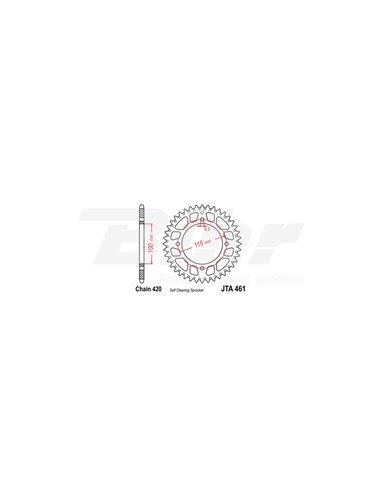 Corona JT 461 de aluminio con 49 dientes