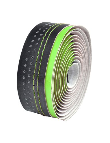 Cinta para manillar de carretera VELO microfibra perforada verde/negra