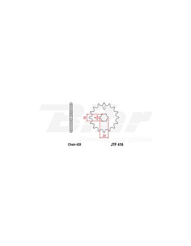 JT 416 steel front drive sprocket with 15 teeth